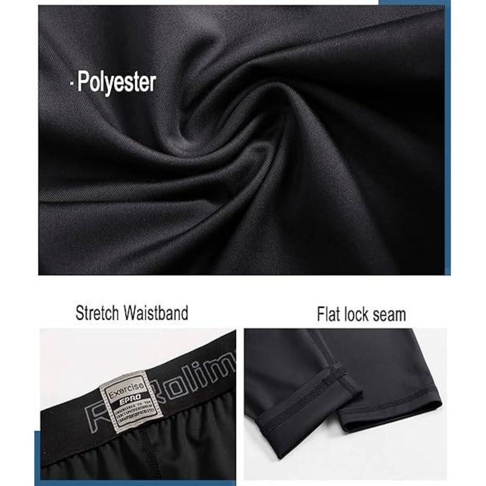 Set of 3 MSRP $25 Rolimaka Youth Boys Black M Compression Leggings Tights Athle - Picture 5 of 7